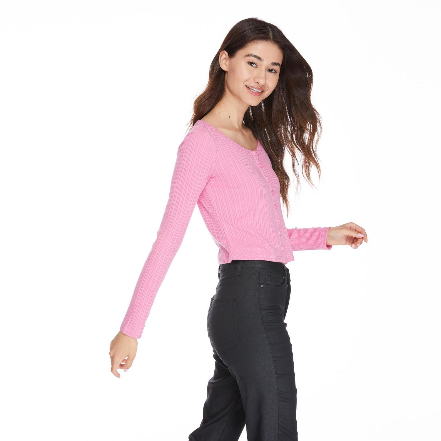 No Boundaries Women's Button-Front Cardigan