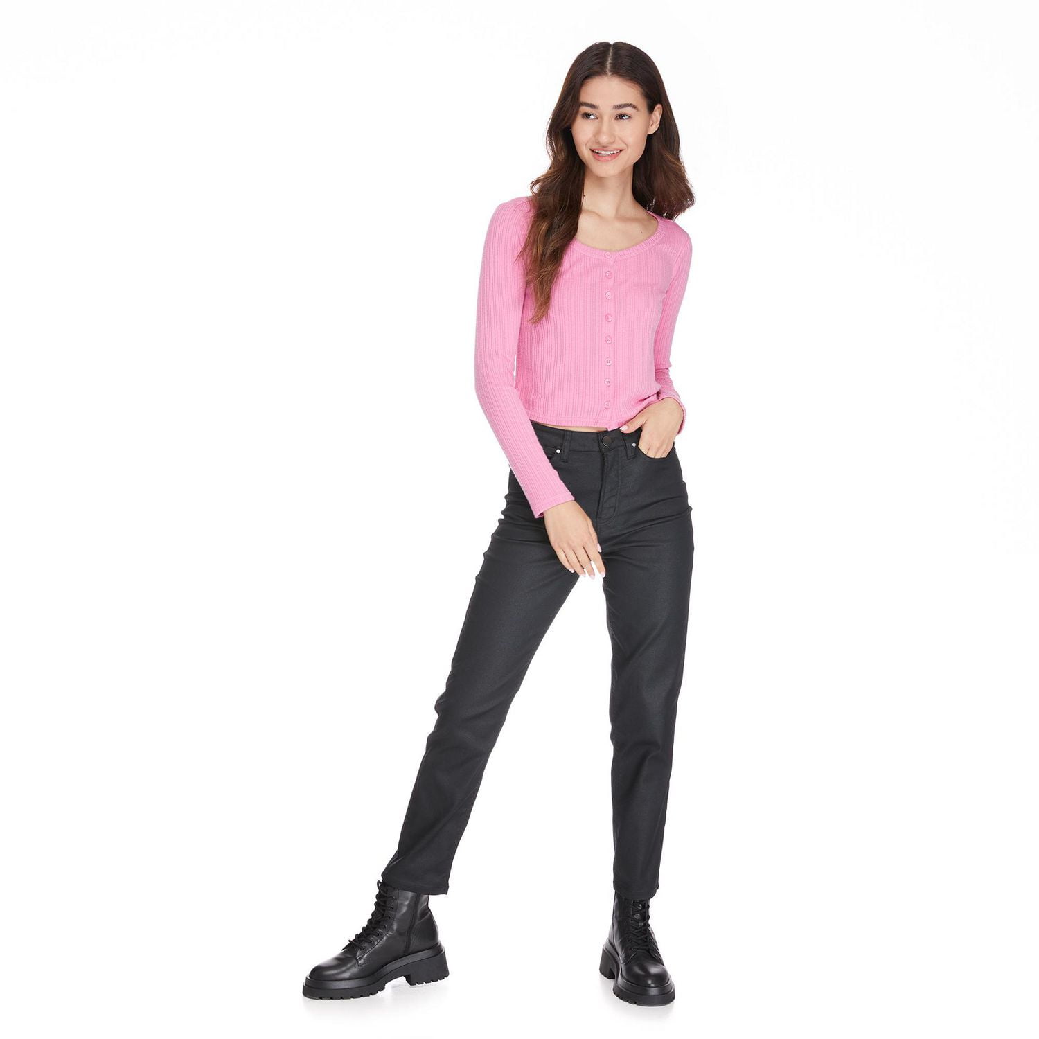 No Boundaries Women's Button-Front Cardigan