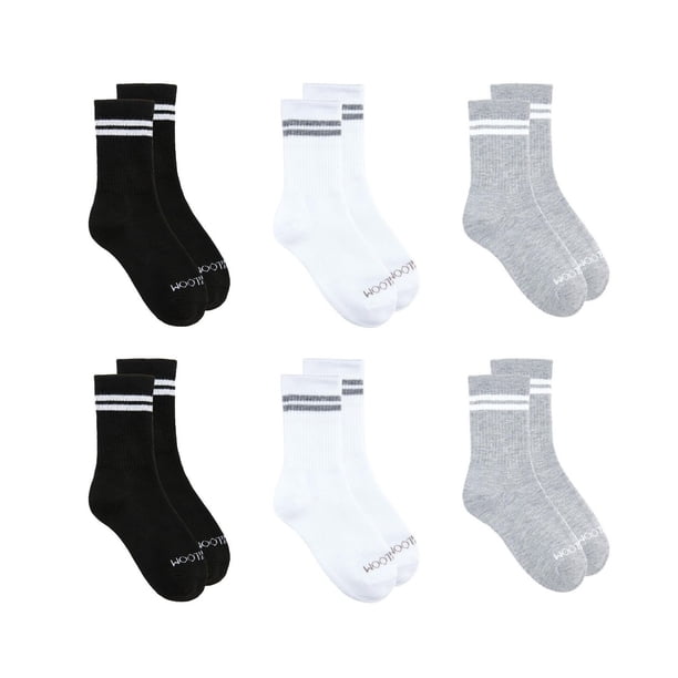 Fruit of the Loom All Day Comfort Crew Socks for Girls, 2x1 Ribbed Leg ...
