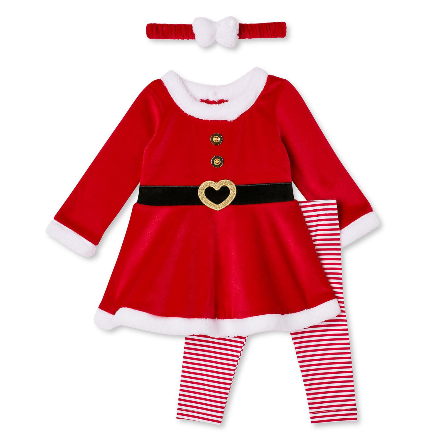 George Baby Girls' Holiday Dress, Legging, and Headband 3-Piece Set