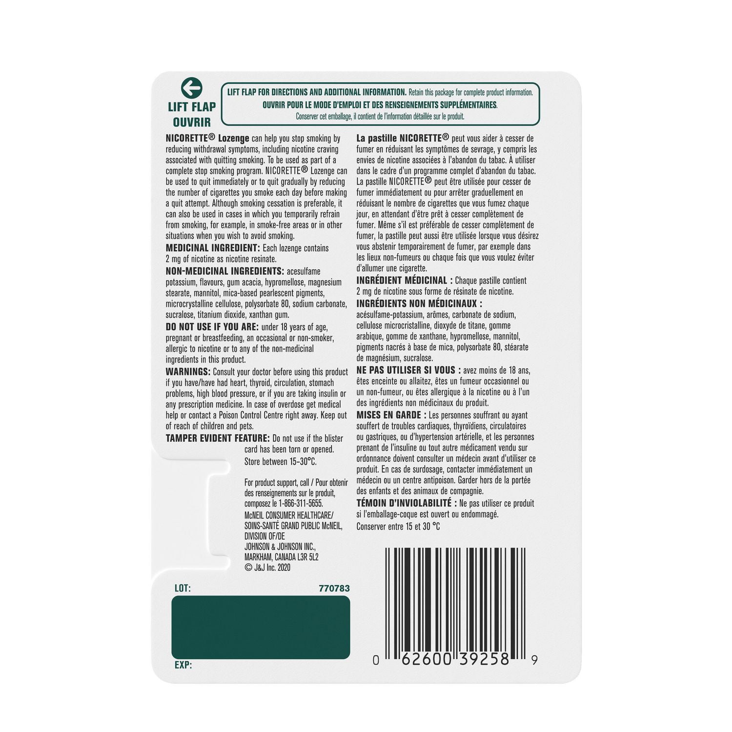 Nicorette pastilles, Menthe, 2 mg 20 u