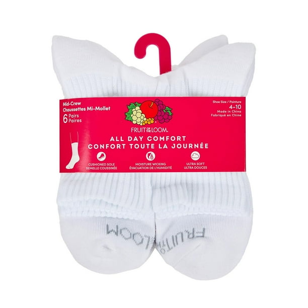10 Paires De Chaussettes Fille Fruit Of The Loom – Taille L – Lot équipage – Neuf