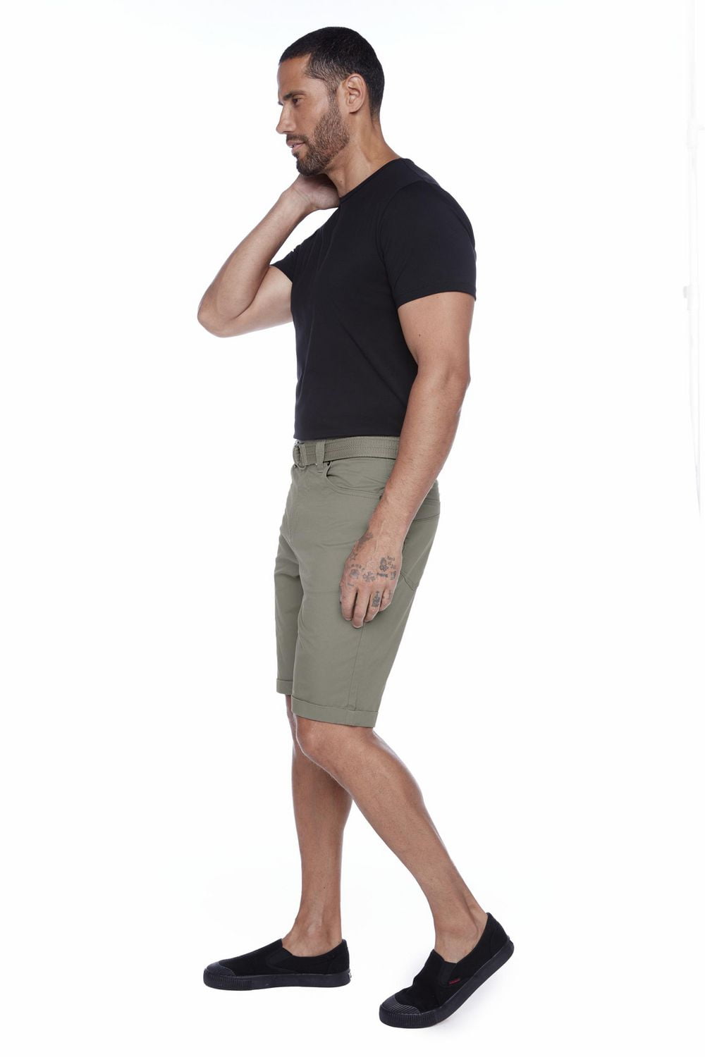 Jeaniologie™ – Short à revers pour homme avec ceinture - Vert Pâle