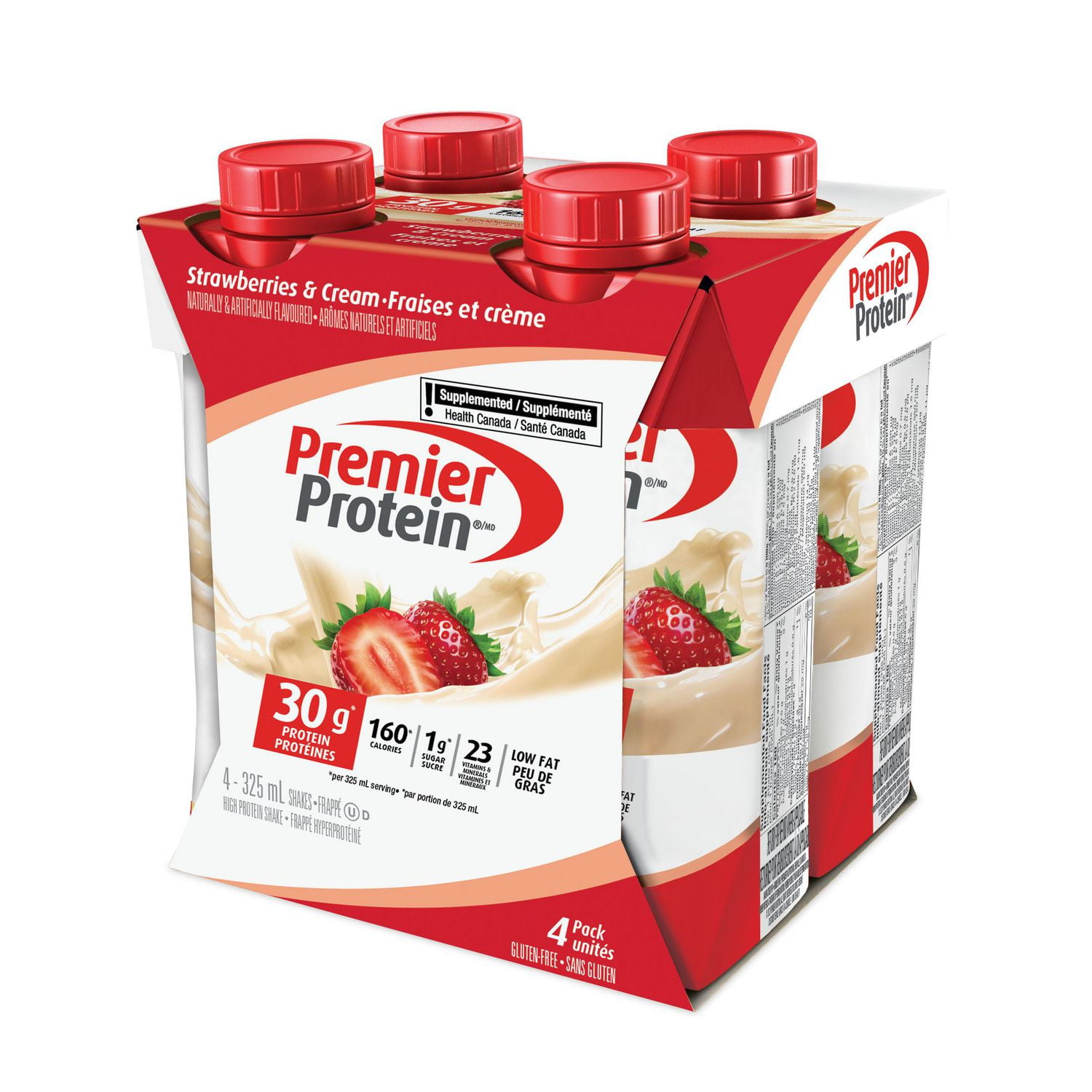 Premier Protein Strawberries & Cream High Protein Ready-to-Drink Shake, 4 pack, 325mL x 4 count