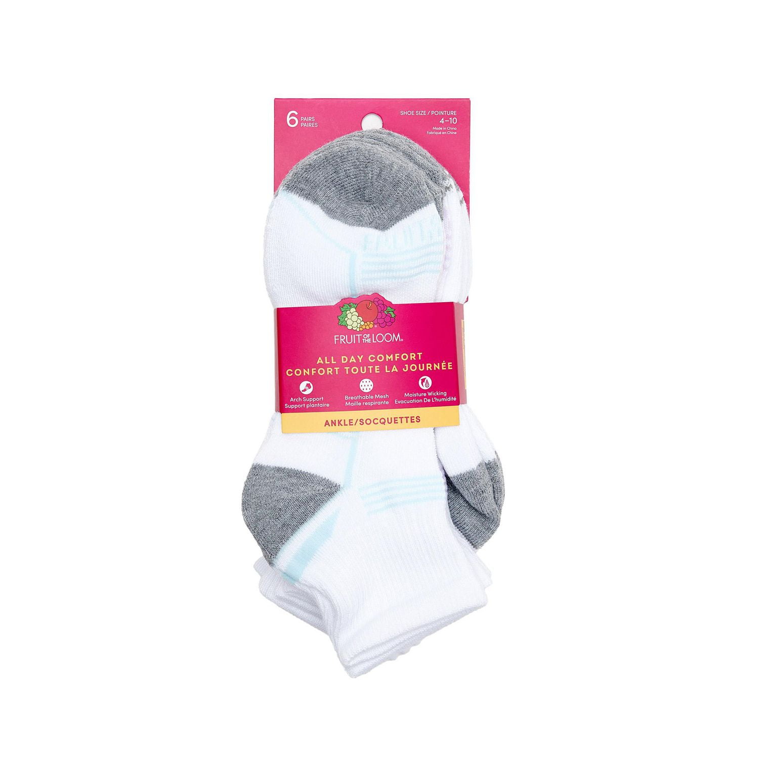 Fruit of the Loom Girls All Day Comfort, Ankle Socks