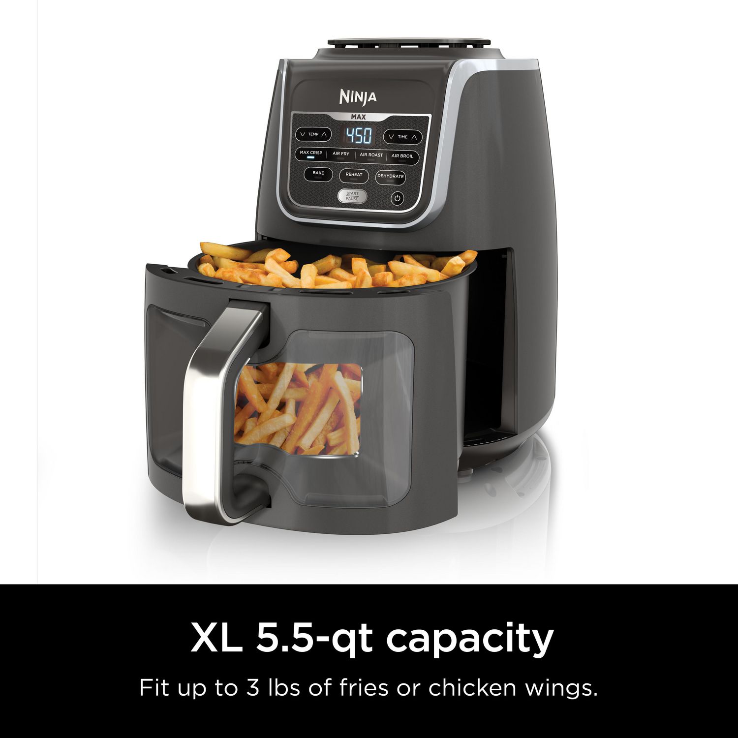 Ninja AF171C EzView Air Fryer Max XL 5.5 qt. Capacity 7 functions up to 450 F EzView Window Grey 7 cooking functions Walmart