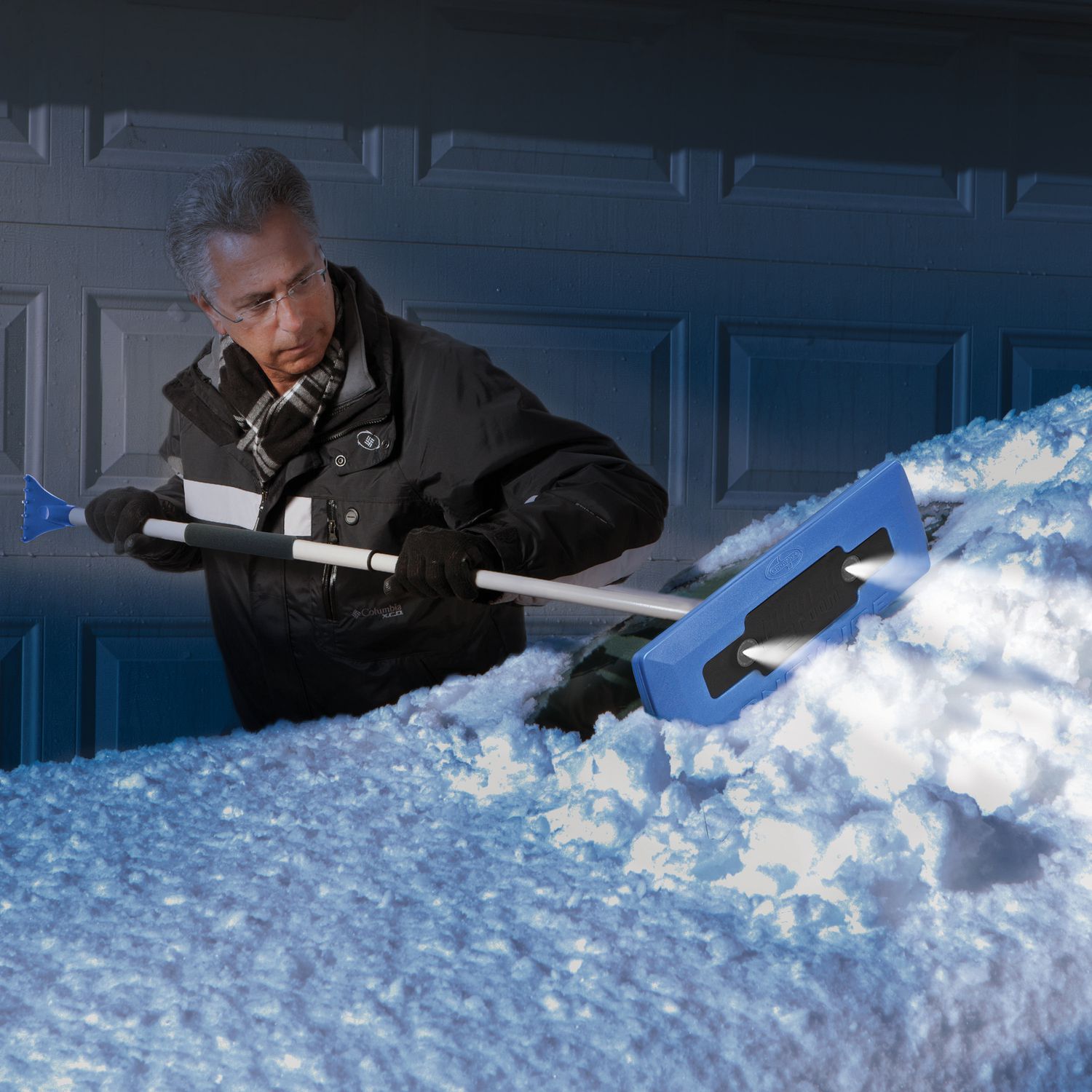 JS&KeJi Brosse à neige et grattoir à glace télescopique de 109,2 cm avec  raclette de pare-brise - Outil de déneigement d'hiver pour voiture, camion
