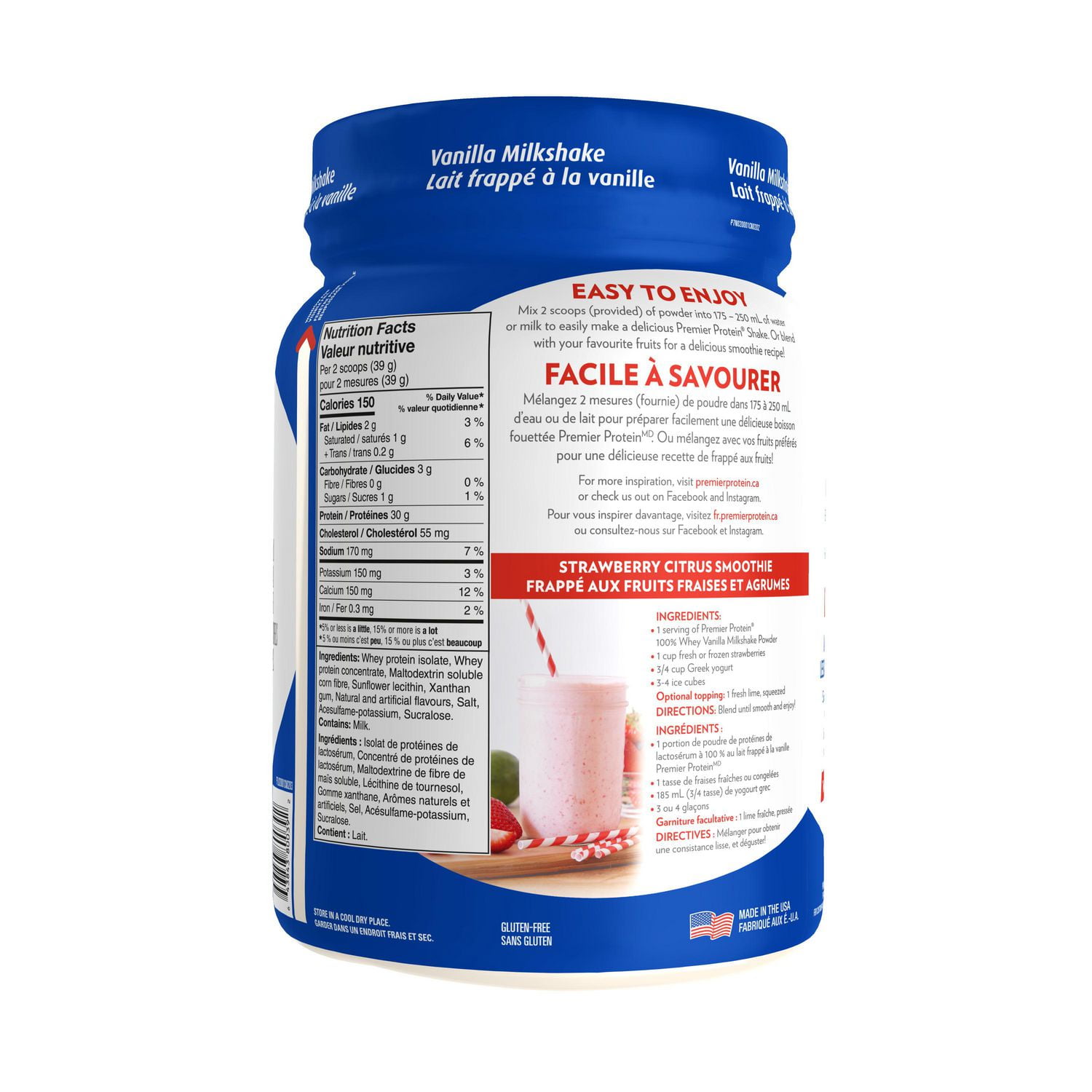 Poudre Premier Protein pour lait frappé à la vanille, 17 portions