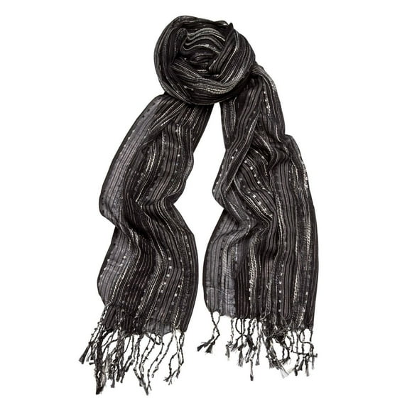 Eyelash Lurex Stripe Scarf By George