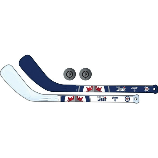 Franklin Sports LNH Ensemble de bâton de hockey miniature pour joueur des Jets de Winnipeg, 2 bâtons and 2 balles MH Ensemble de bâton