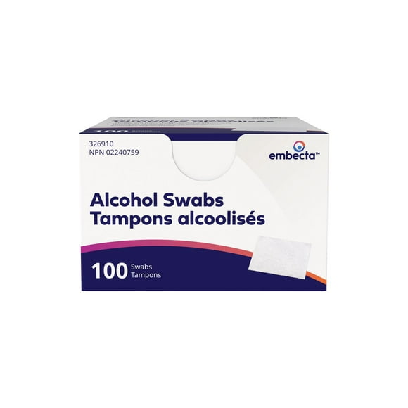 embecta Alcohol Swabs, Alcohol swabs contain 70% isopropyl alcohol.