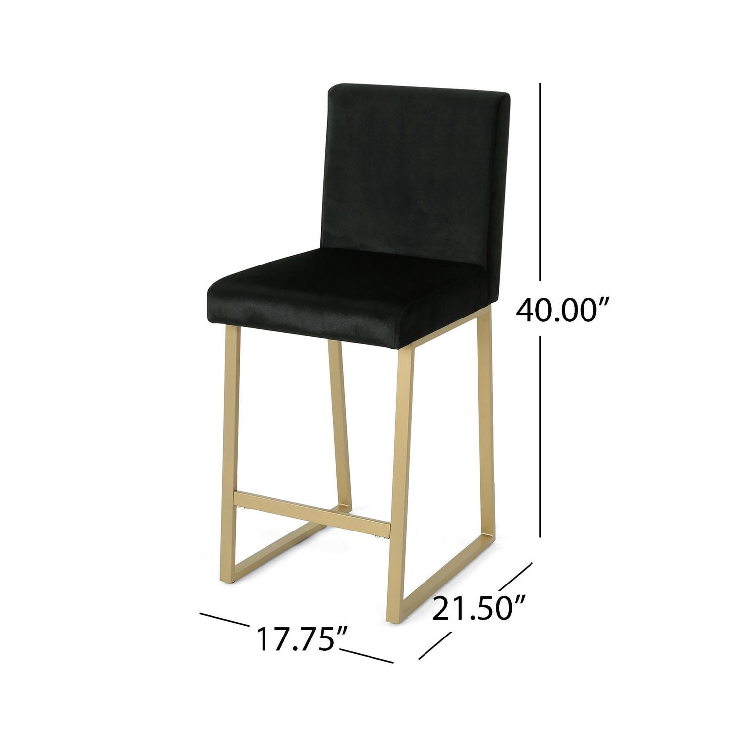 Toucanet Modern Velvet Barstools Black and Brass Set of 2 Walmart