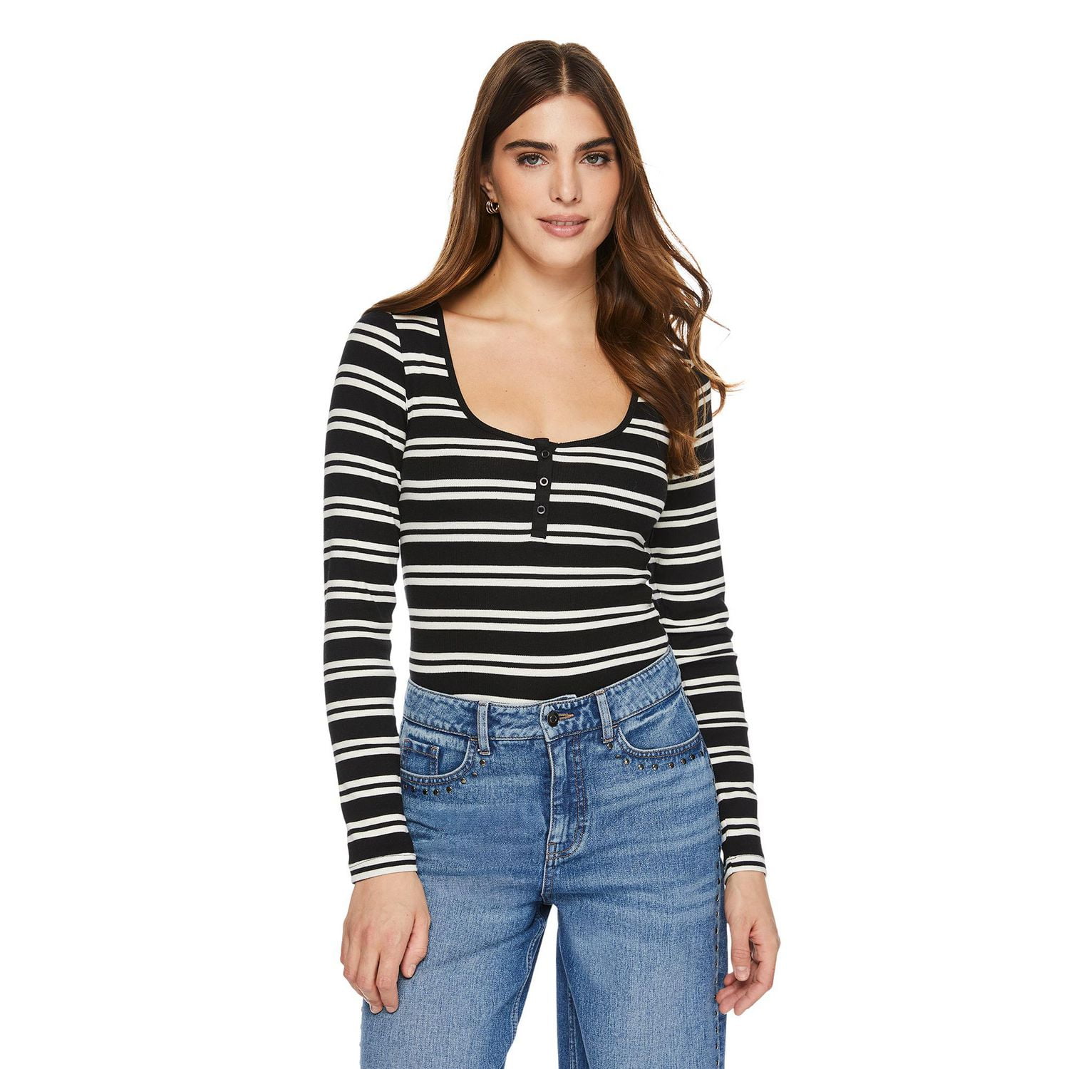 George Women's Scoop Neckline Henley, Sizes XS-XXL