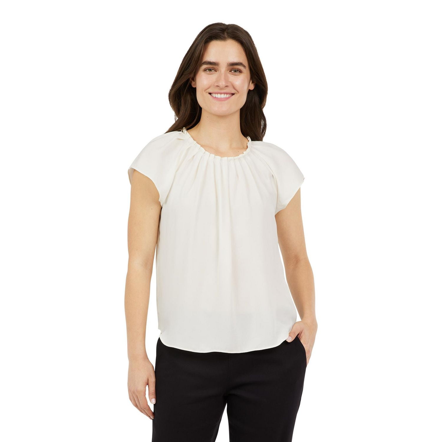 CHAPS-PLEAT NECK TOP