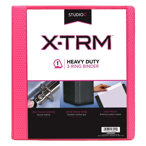 Classeur robuste en vinyle rose XTRM de Studio C d'1 po
