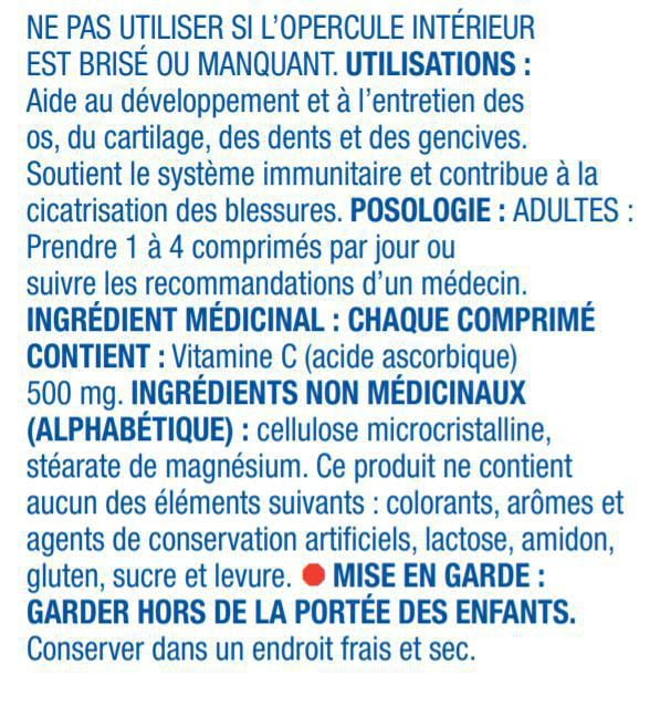 Equate vitamine C 500mg 100 Comprimés