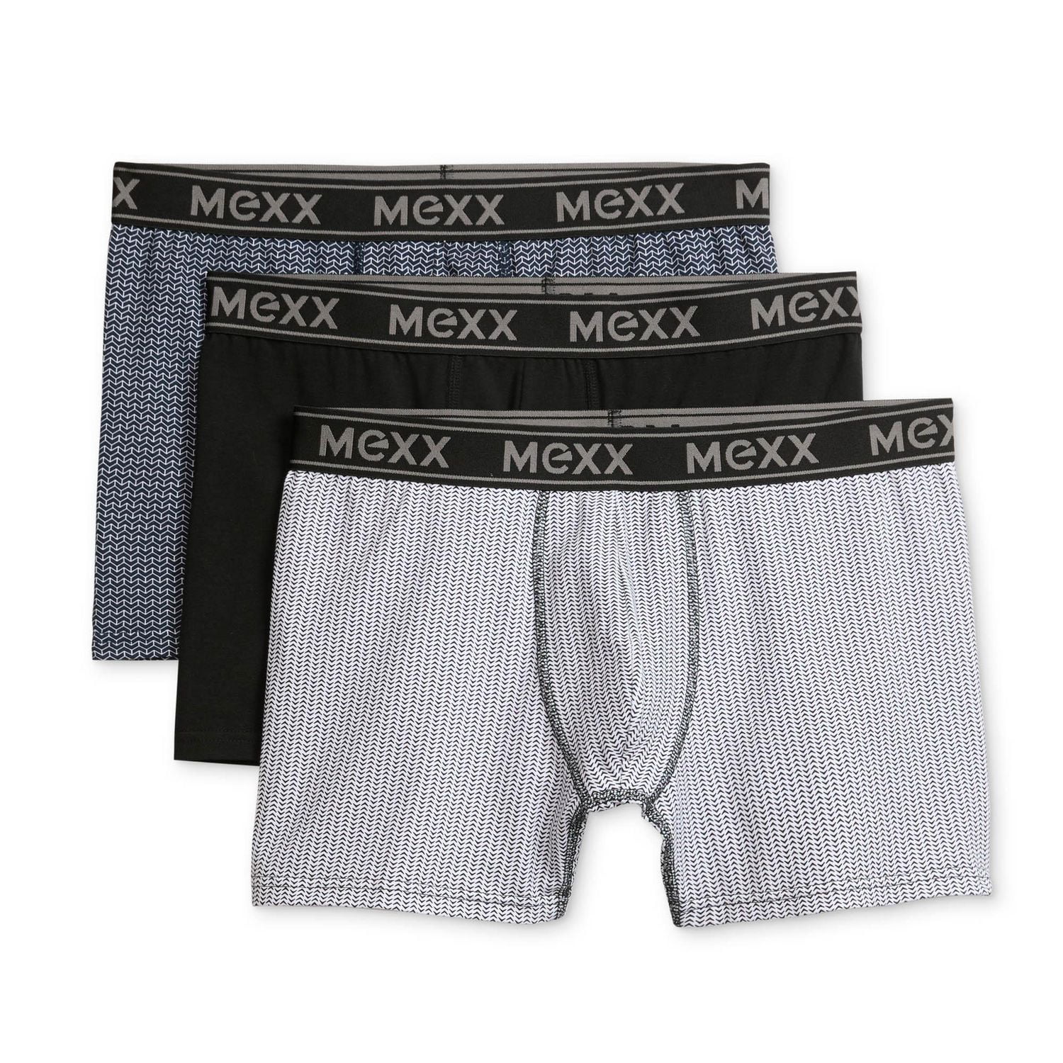Mexx Men’s 3-Pack Boxer Briefs with Branded Elastic, S-XL