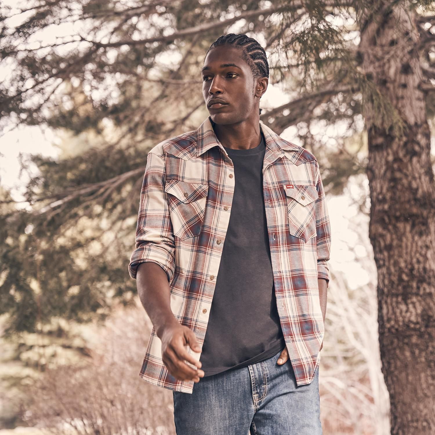 Wrangler Plaid en sergé brisé de volume