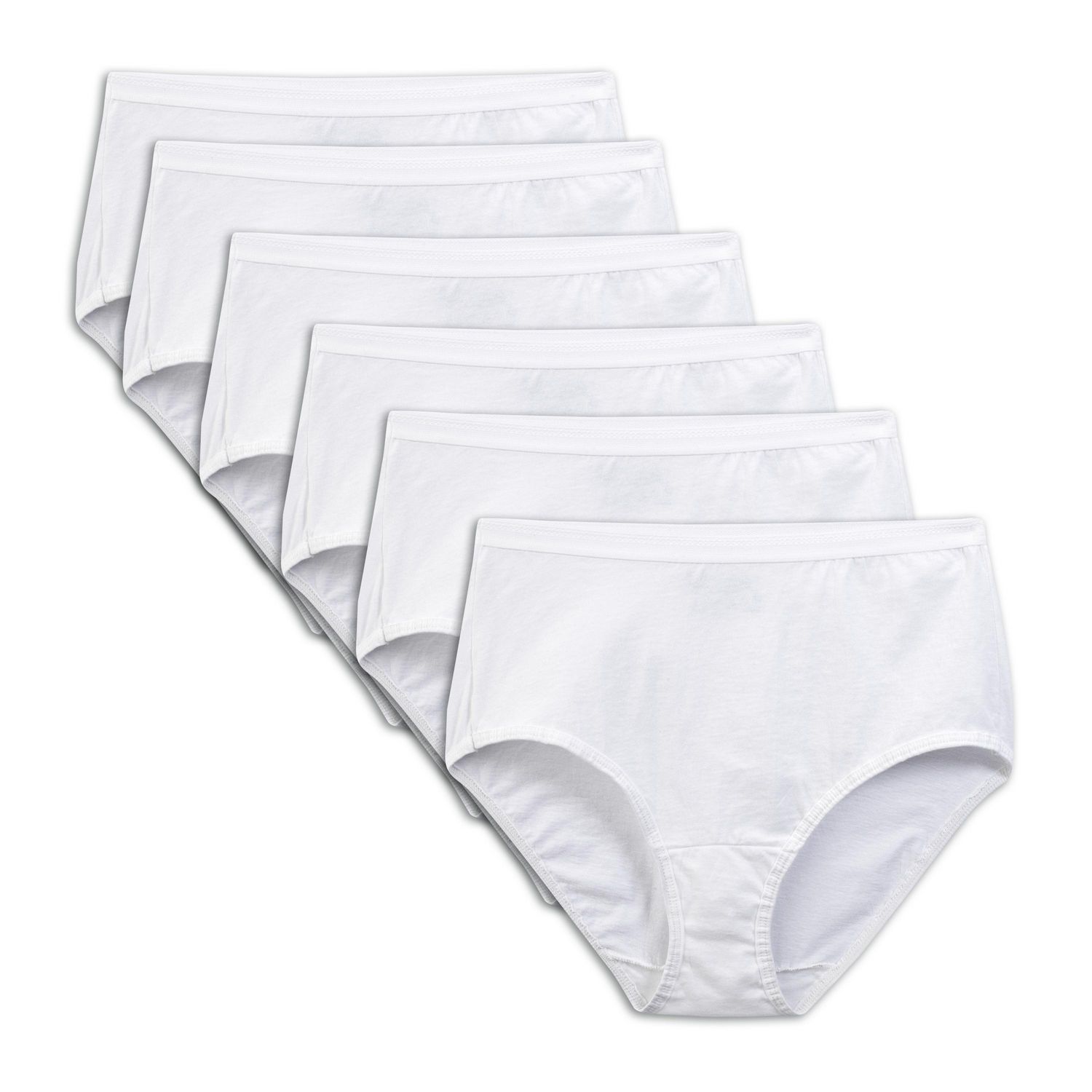 Fruit of the Loom Ladies White Cotton Briefs, 6-Pack 