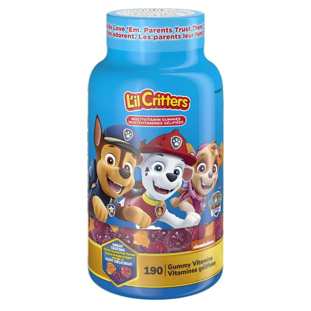 L'il Critters Paw Patrol Children's Multivitamin Gummies, With 11 Essential Nutrients, Naturally Sourced Colors & 5 Delicious Flavors 190 Count