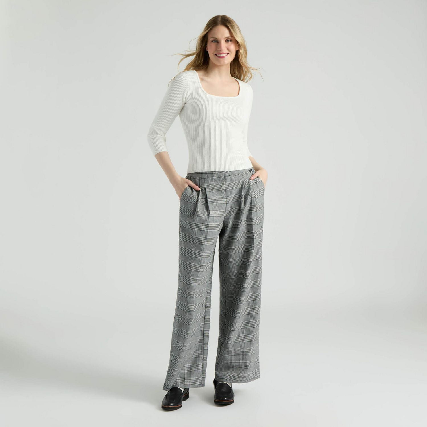 Mexx Pull à manches ¾ col carré pour femmes