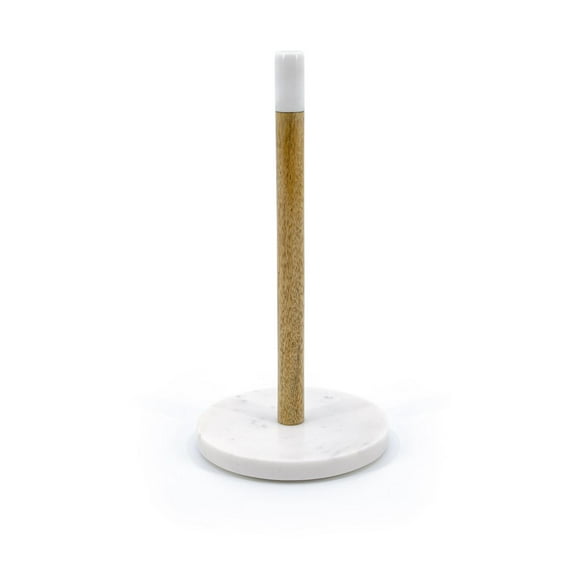 Farberware Paper Towel Holder Faux White Marble and Wood