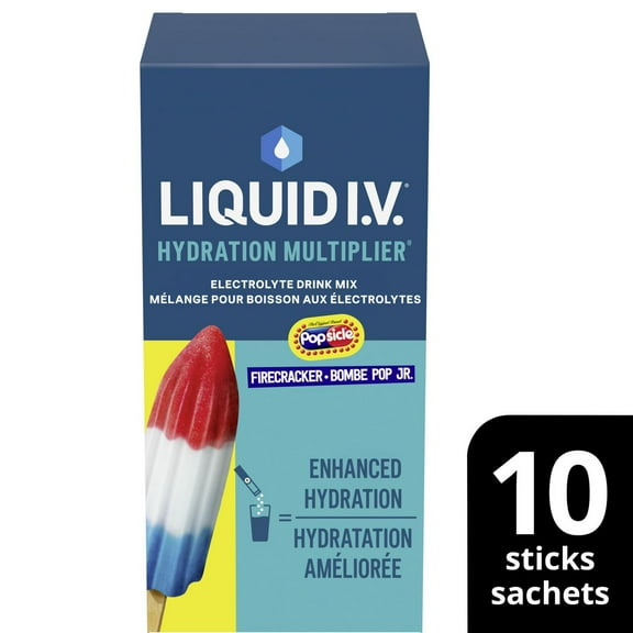 Liquid IV Popsicle Firecracker Electrolyte Drink Mix for Accelerated Hydration with Vitamins B3, B5, B6, B12 and C 160g(10 sticks)