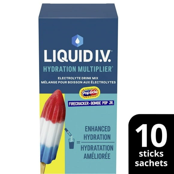 Liquid IV Popsicle Firecracker Electrolyte Drink Mix for Accelerated Hydration with Vitamins B3, B5, B6, B12 and C 160g(10 sticks)