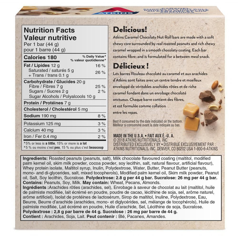 Atkins Caramel Chocolaty Nut Roll Snack Bars
