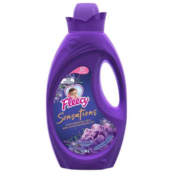 Fleecy Sensations Liquid Fabric Softener (Fabric Conditioner), Lavender Scent, 1.36 L - 57 Loads