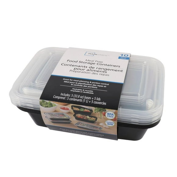 Contenants de rangement pour aliments Comprend: 5 contenants (1L)