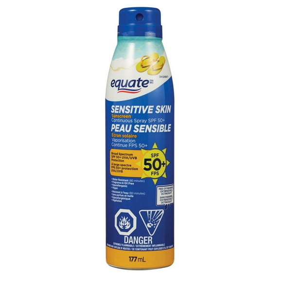Equate Sensitive Skin SPF 50+ Continuous Spray Sunscreen, 177mL