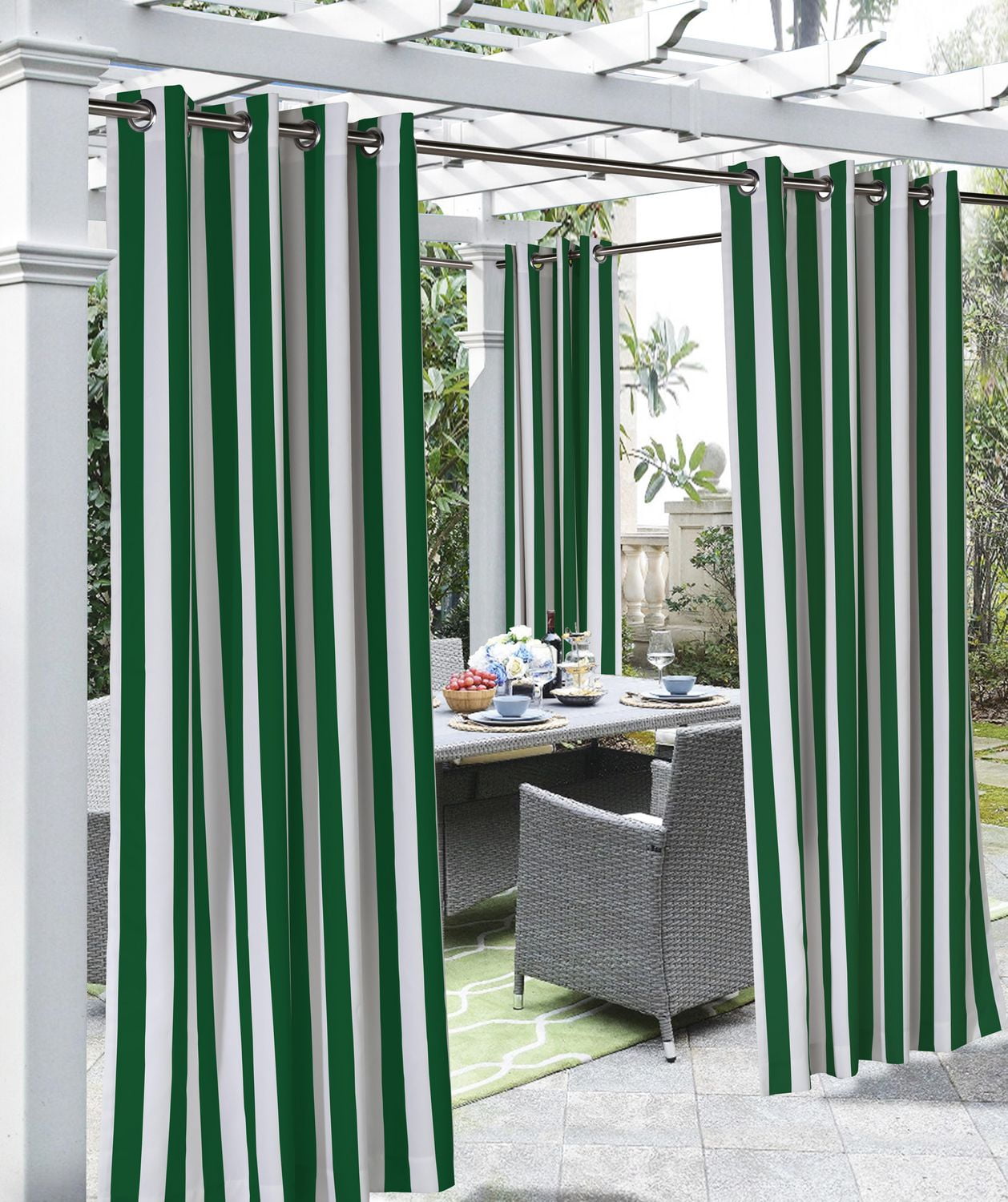 Indoor/Outdoor Décor Coastal Stripe 2pk Curtains Walmart Canada