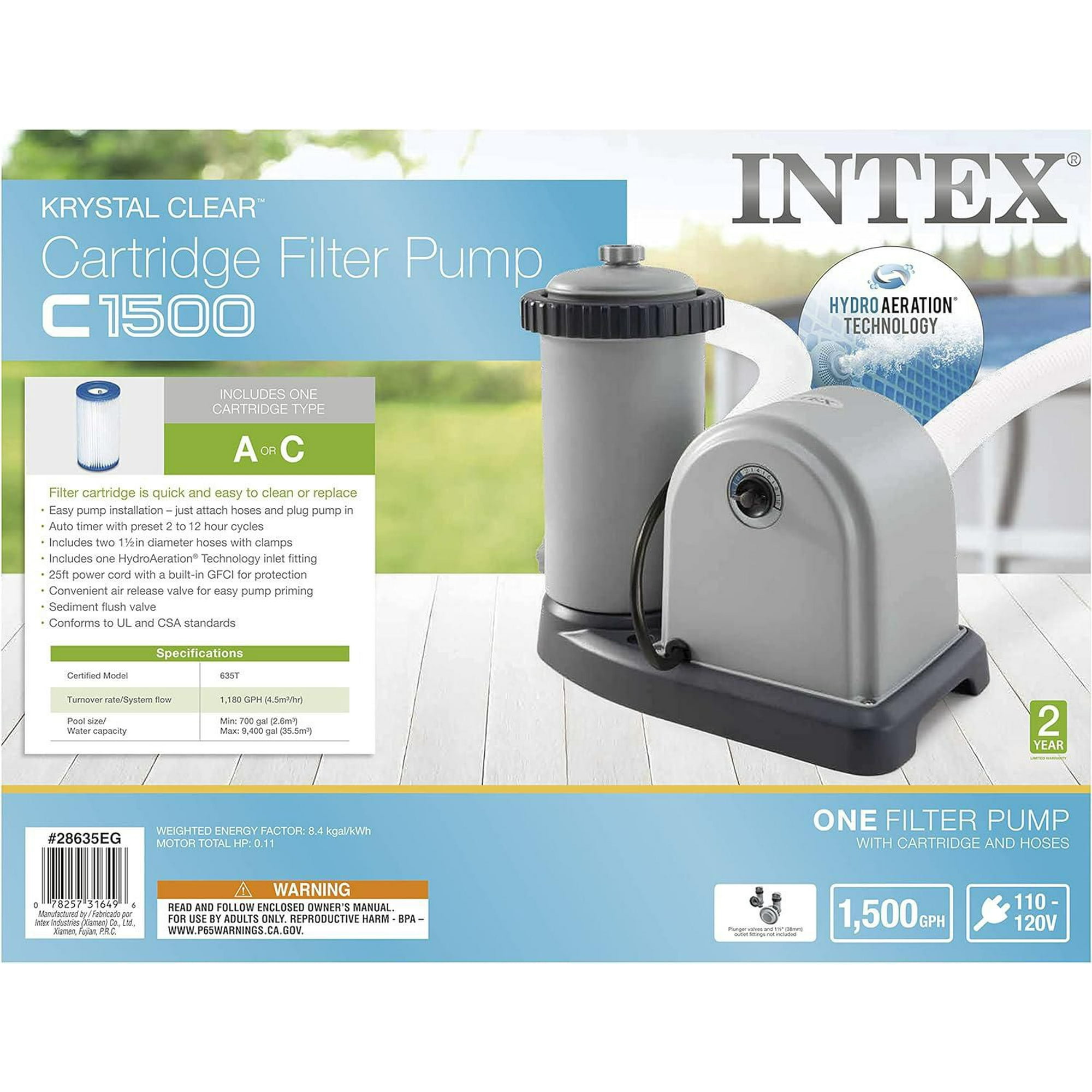 Intex Krystal Clear 1500 GPH Easy Set Filter Swimming Pool Pump 28635EG New