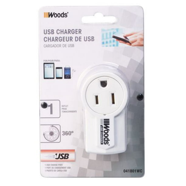 Adaptateur chargeur USB Woods Industries à branchement unique
