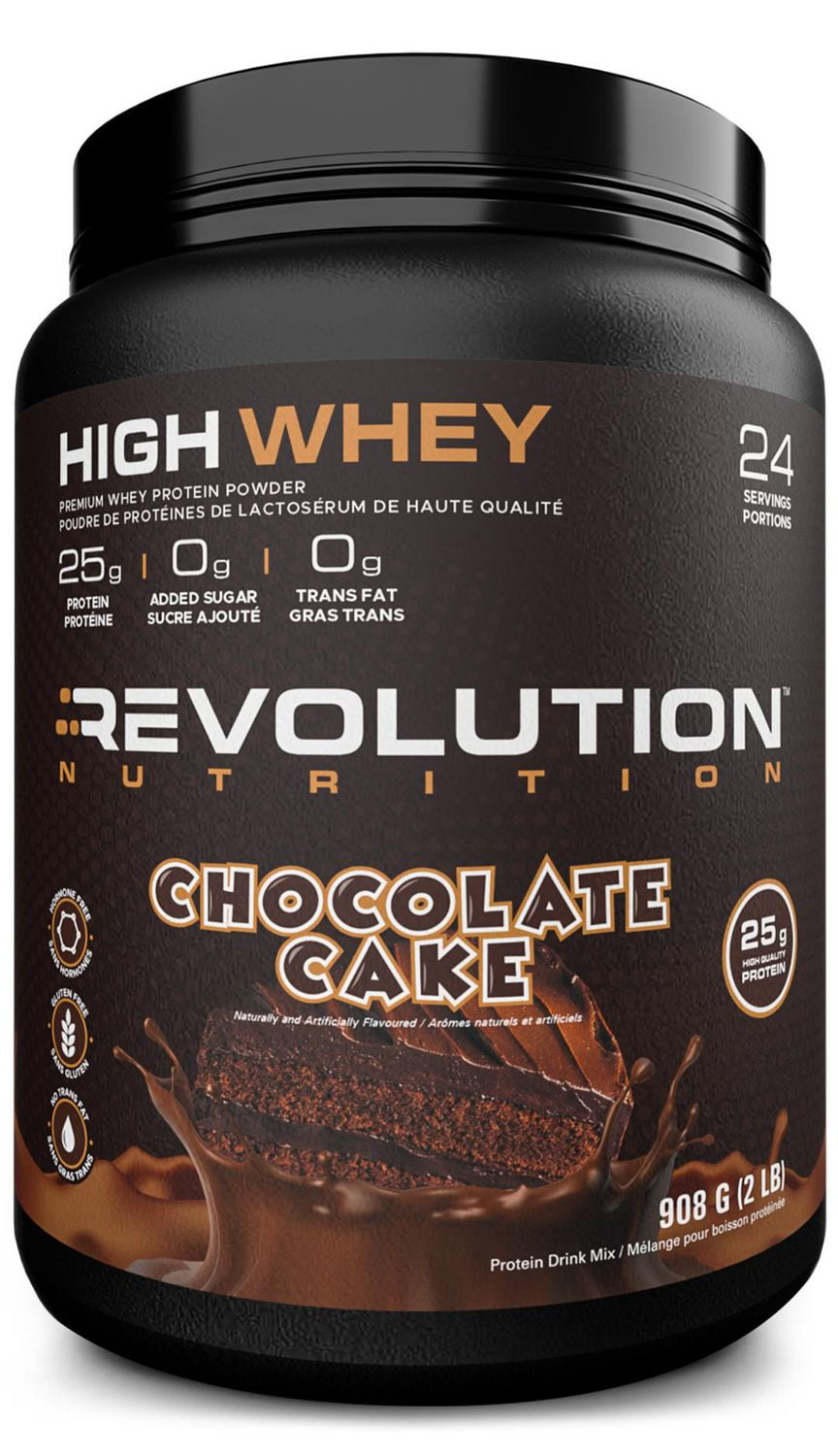 Revolution Nutrition Revolution Nutrition, High Whey, Protein Powder 2LB, Whey Isolate, 25g of Protein Per Scoop, 908 g, 24 Servings, Gluten Free, Lean Muscle Mass For Men & Women, Chocolate Cake (2 Pounds), High quality whey protein formula