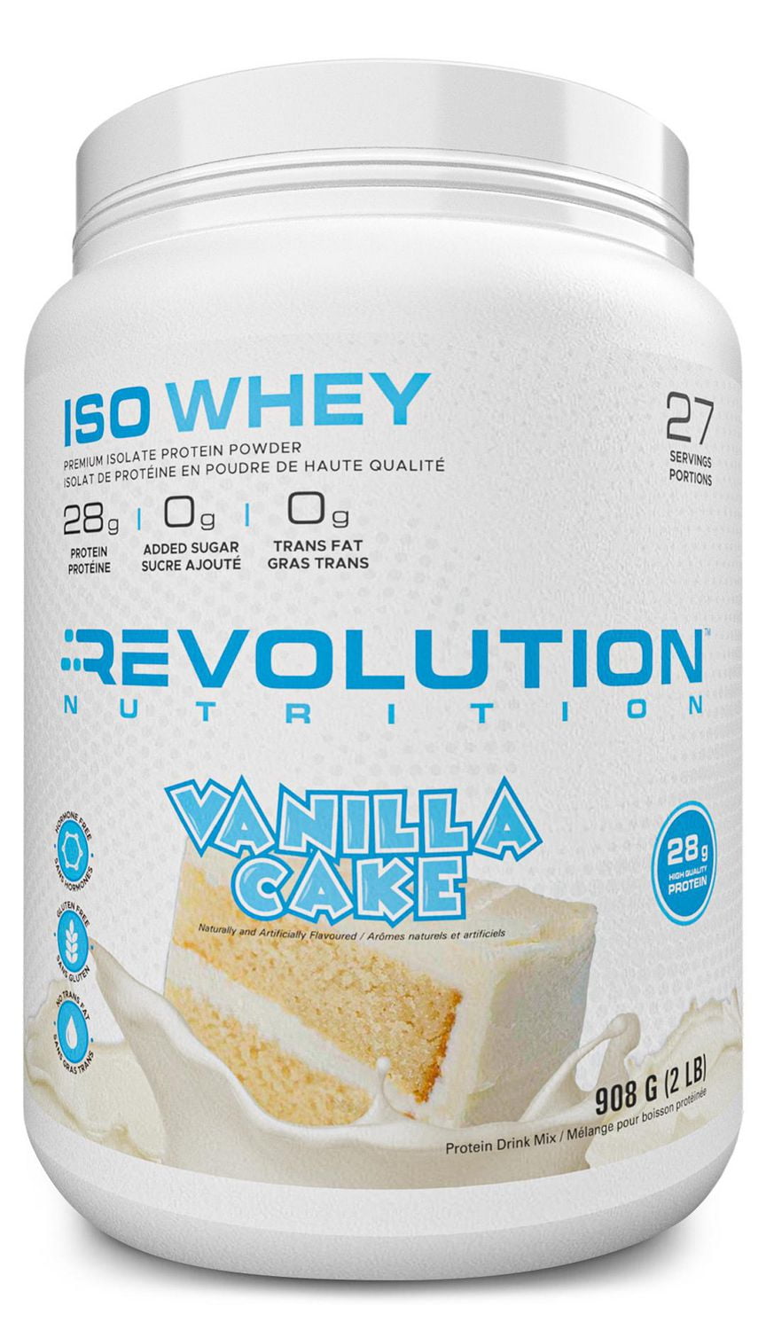 RevolutionNutrition,IsoWhey,ProteinPowder2LB,100%Isolate,28gProteinperScoop,27Servings,LeanMuscleFormula,LowCarb,GlutenFree,908g,VanillaCake(2Pounds),Superiorqualityproteinformula