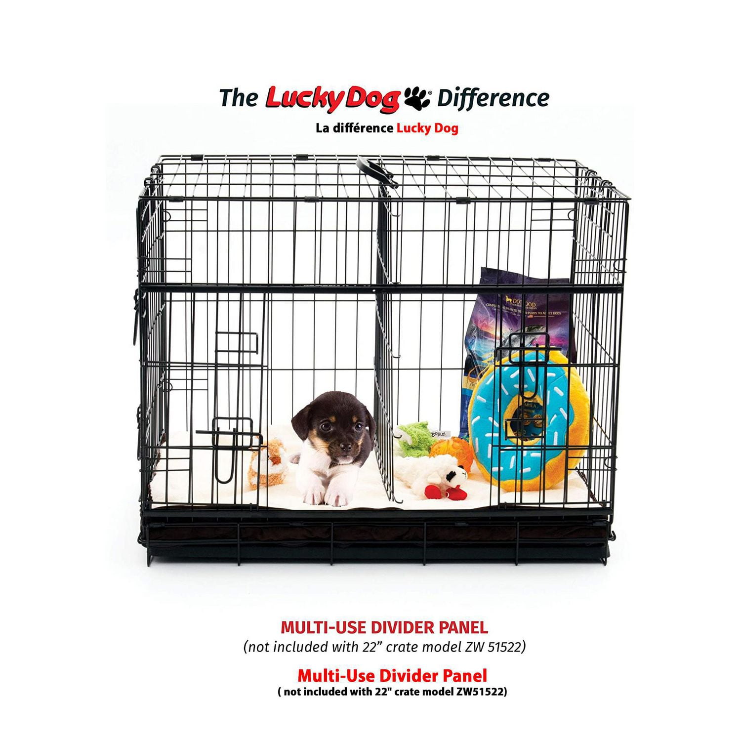 Lucky Dog 54 Inch DoubleDoor Crate With Sliding Doors Bed, 42 OFF