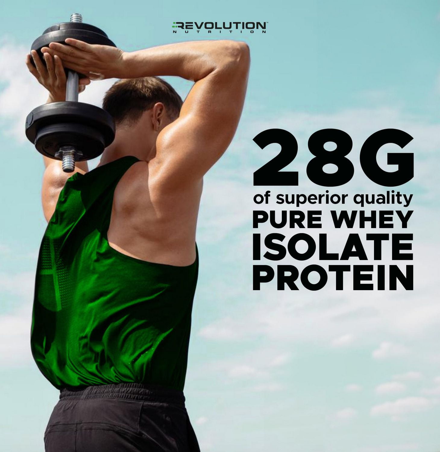 Revolution Nutrition, Iso Whey, Protein Powder 2LB, 100% Isolate, 28g Protein per Scoop, 27 Servings, Lean Muscle Formula, Low Carb, Gluten Free, 908g, Chocolate Cake (2 Pounds)