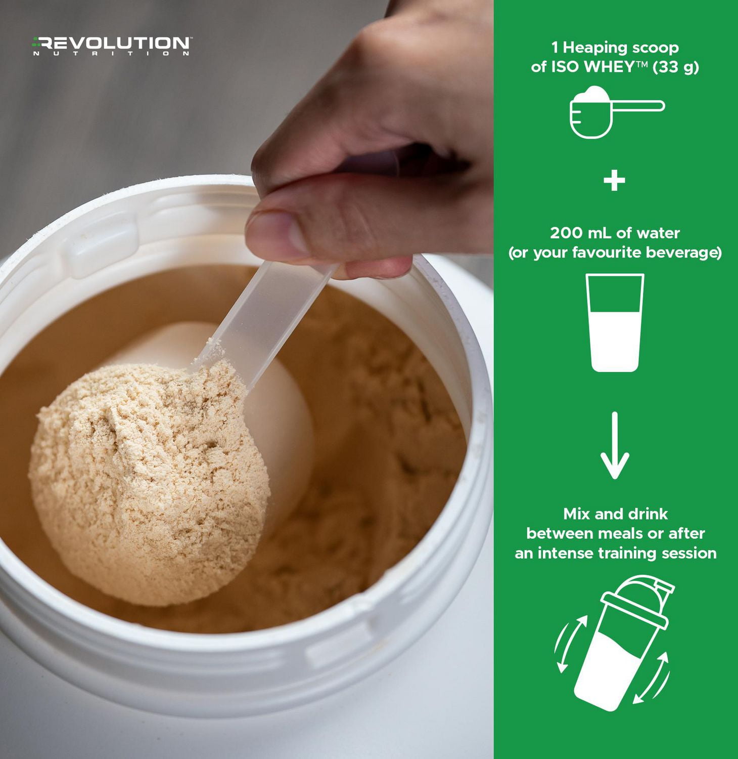 Revolution Nutrition, Iso Whey, Protein Powder 2LB, 100% Isolate, 28g Protein per Scoop, 27 Servings, Lean Muscle Formula, Low Carb, Gluten Free, 908g, Chocolate Cake (2 Pounds)