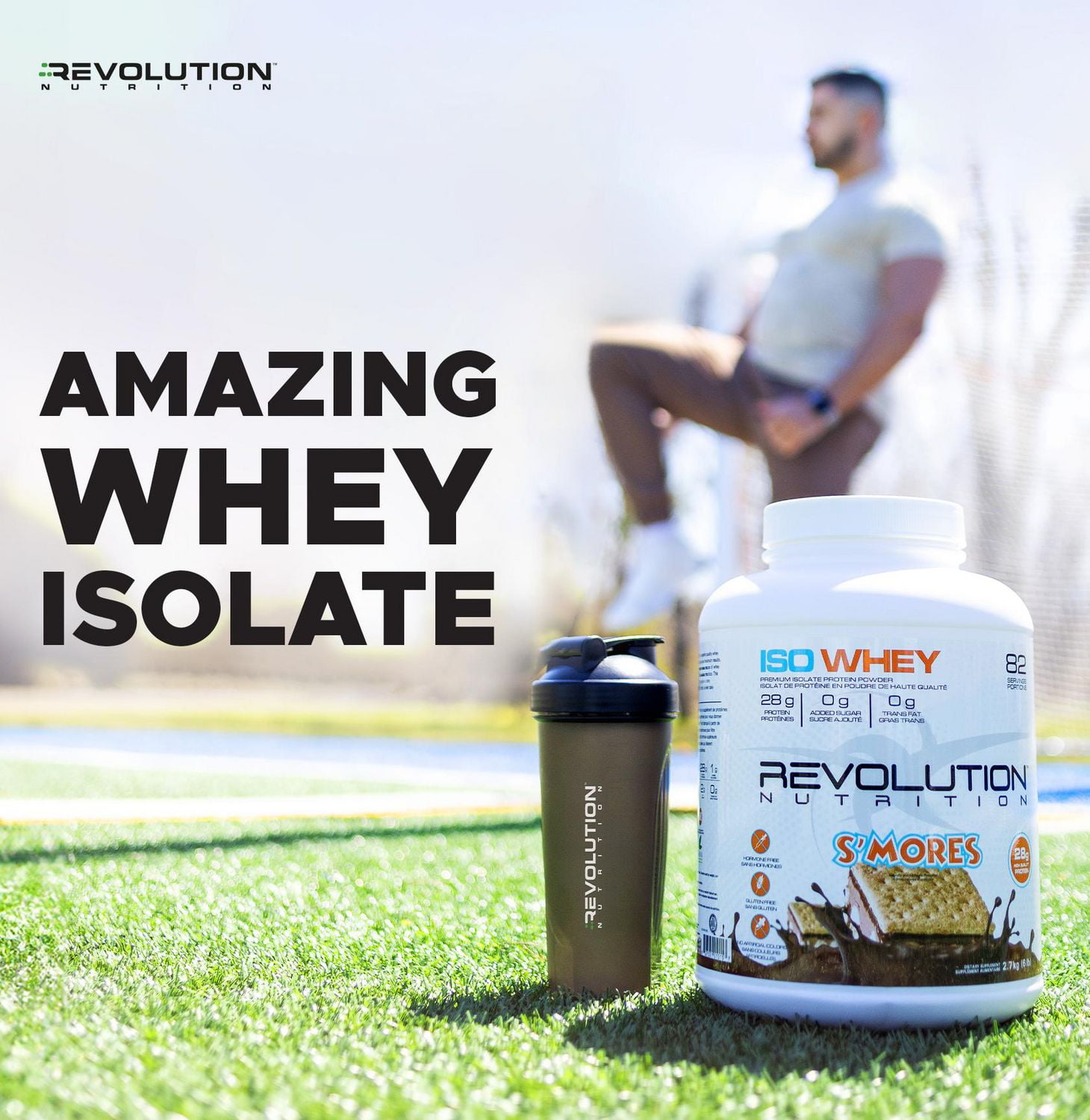 Revolution Nutrition, Iso Whey, Protein Powder 2LB, 100% Isolate, 28g Protein per Scoop, 27 Servings, Lean Muscle Formula, Low Carb, Gluten Free, 908g, Chocolate Cake (2 Pounds)