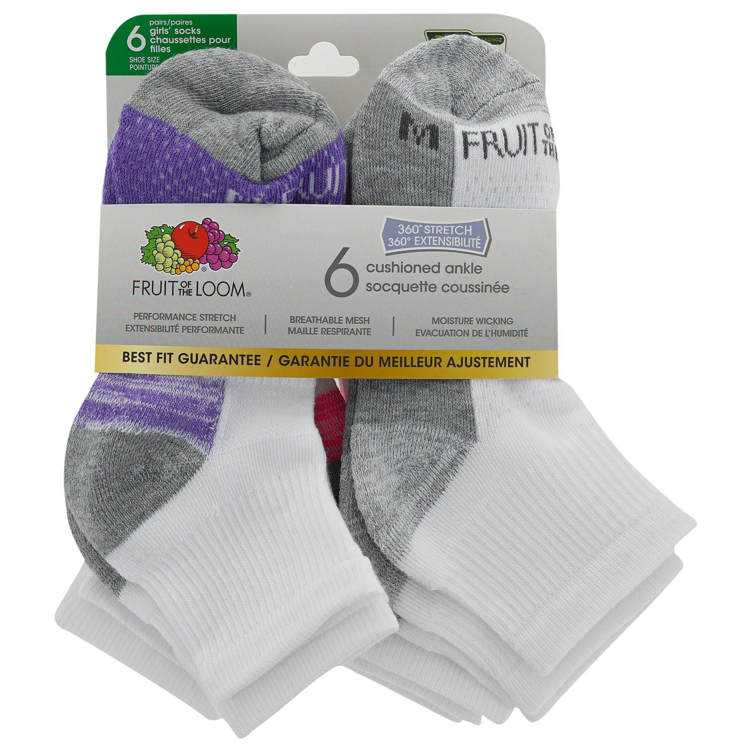 Fruit of the Loom Girls All Day Comfort, Ankle Socks