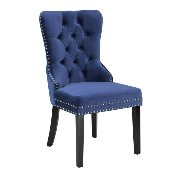 Verona Dining Chair with Nail Head Trim, Dark Blue - Walmart.ca