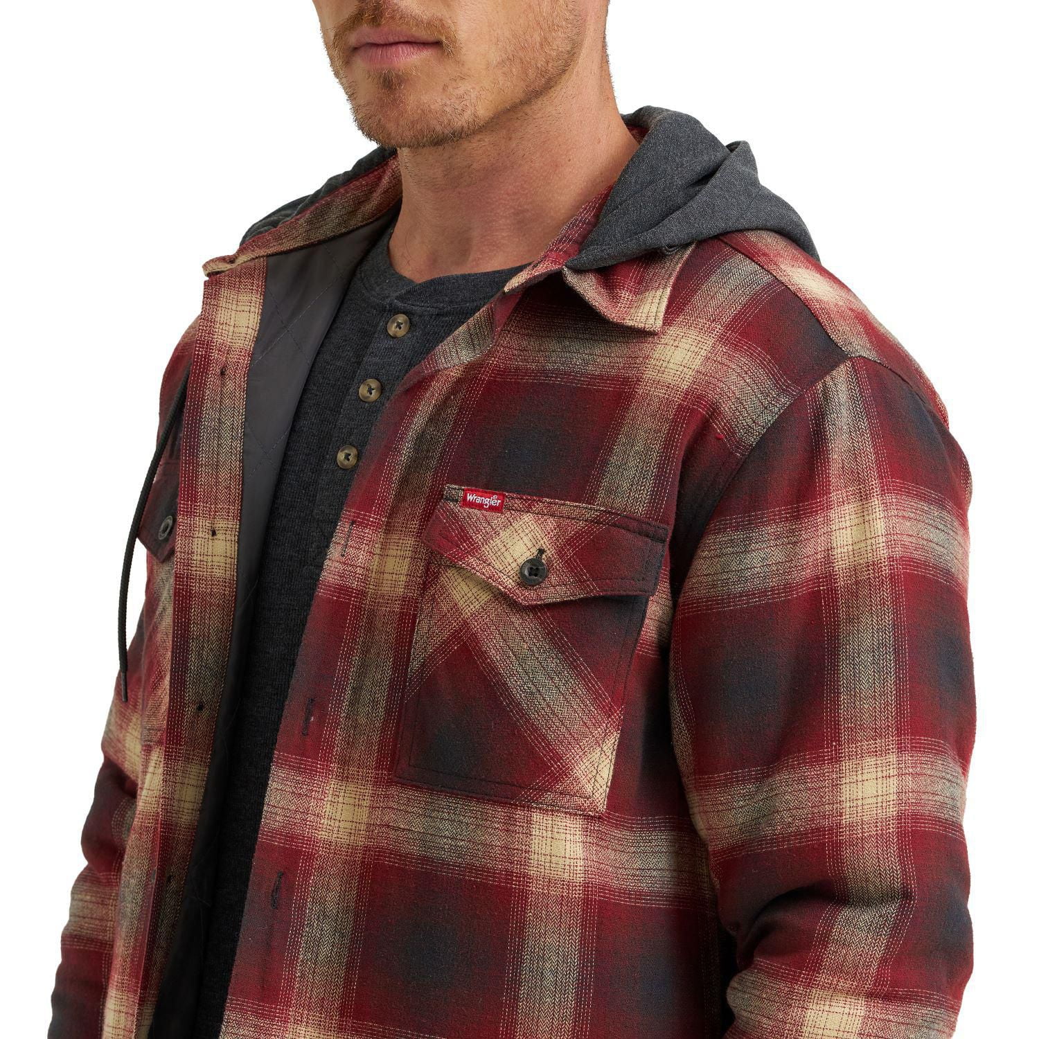 Wrangler Men's Hooded Sherpa Lined Shirt Jacket