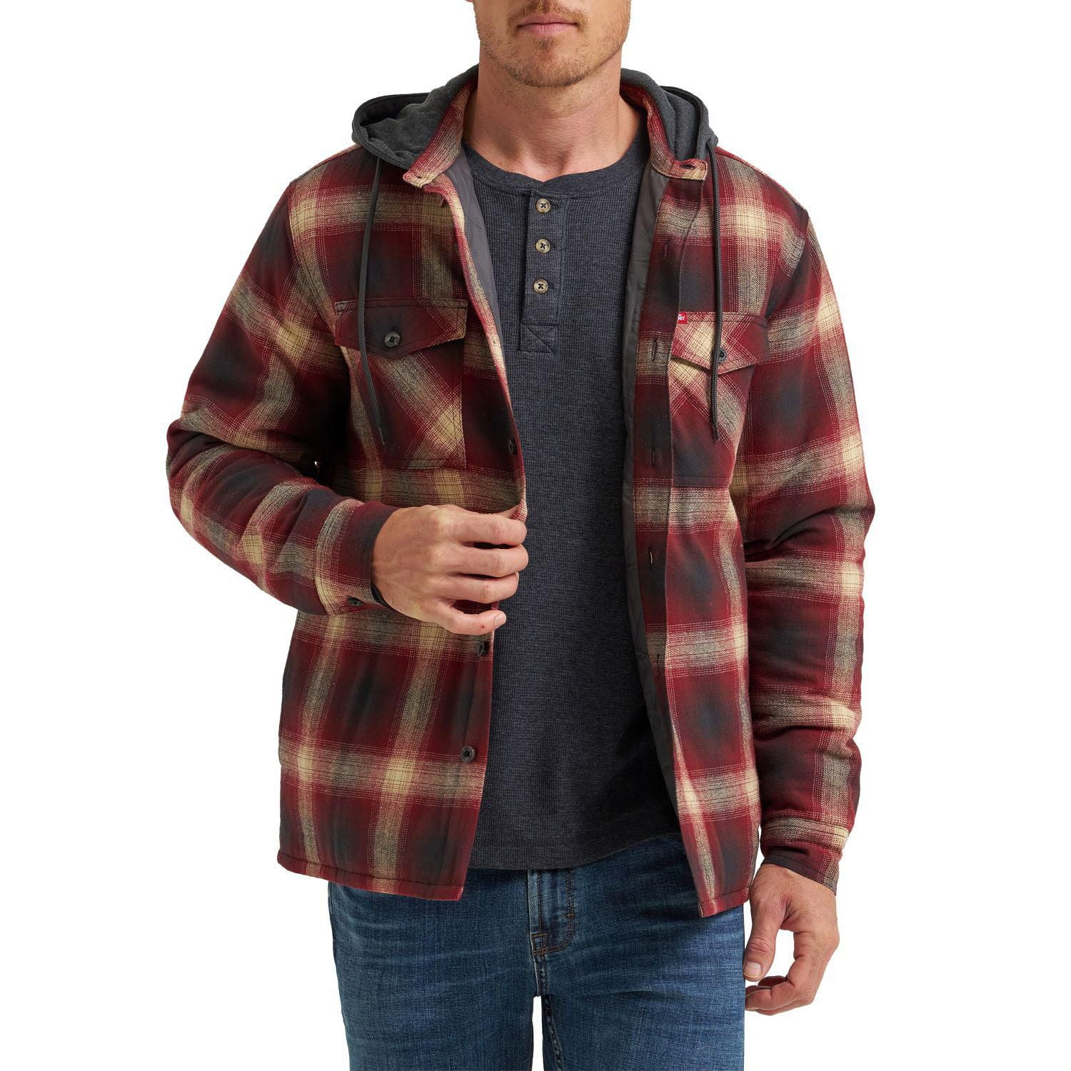 Wrangler Men's Hooded Sherpa Lined Shirt Jacket