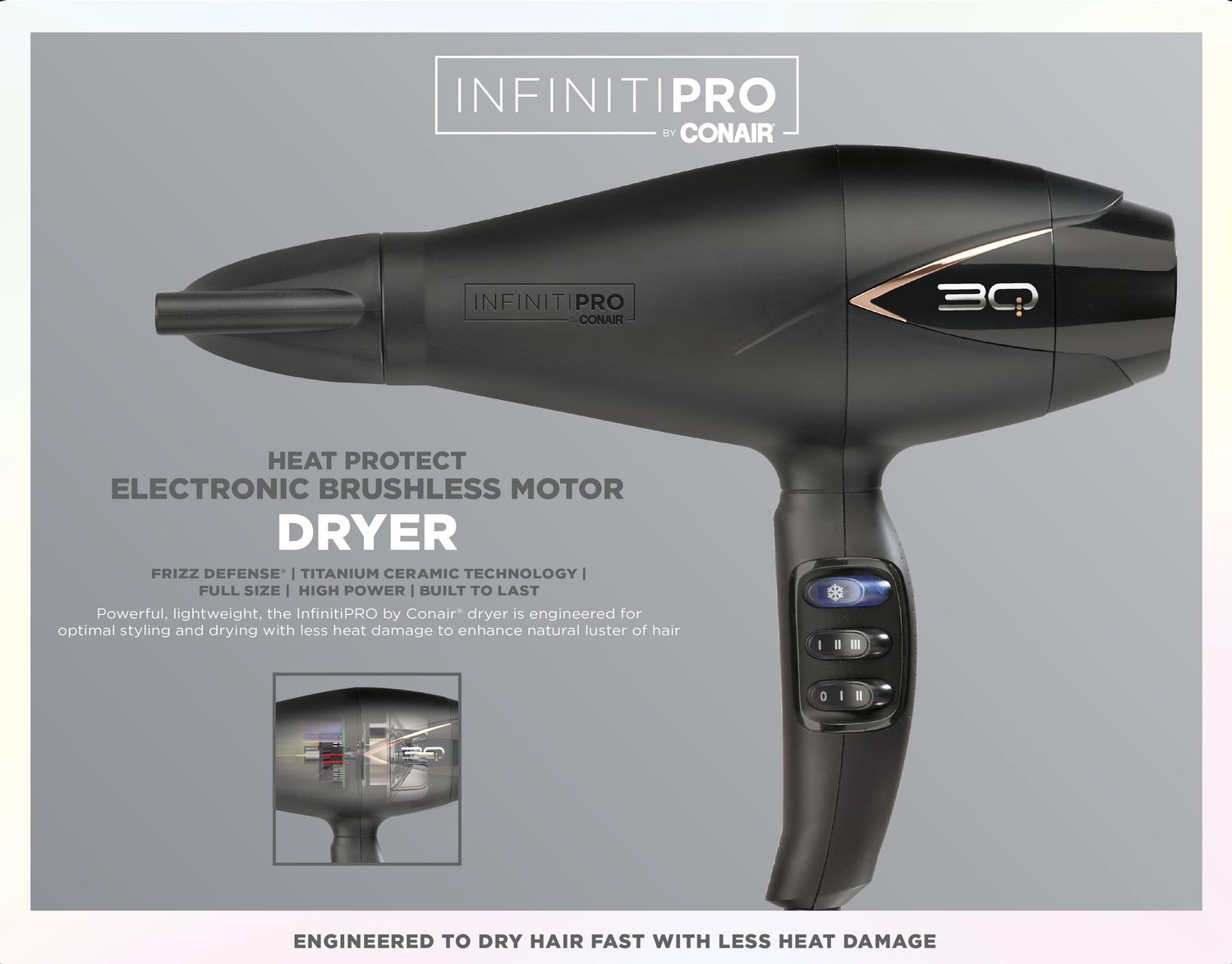 infinitiPRO by Conair 1875Watt Full Size Ceramic Ionic Brushless