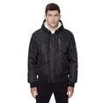 thumbnail image 1 of Dark Black Men's Hooded Bomber Jacket, 1 of 9