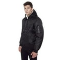thumbnail image 2 of Dark Black Men's Hooded Bomber Jacket, 2 of 9