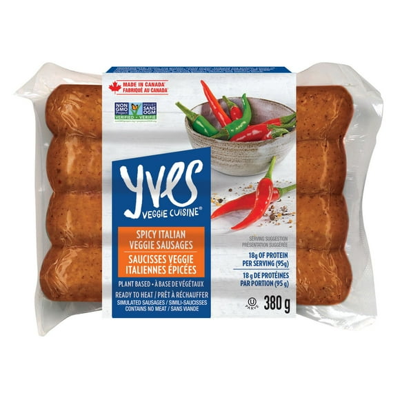 Yves Saucisses veggie italiennes épicées 380 g, Saucisses Veggie