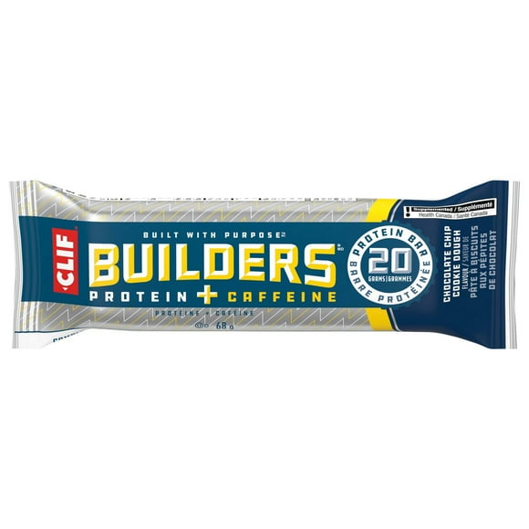 CLIF BUILDERS barres protéinées, saveur de pâte à biscuits aux pépites de chocolat, 20 g de protéines par barre, préparé au canada, sans édulcorants artificiels 68 g